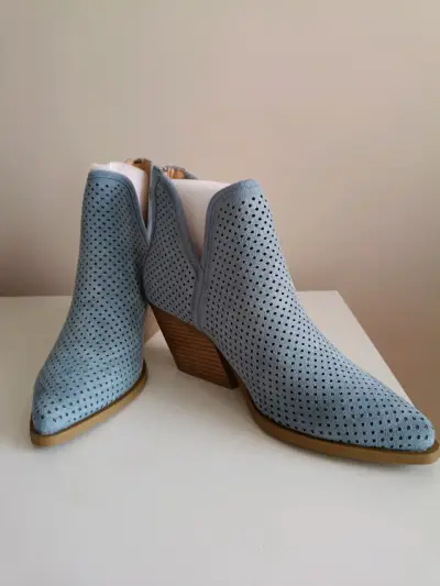 Botines de microfibra azul con tacón Poème - miniatura 1