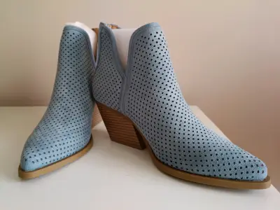 Botines de microfibra azul con tacón Poème - miniatura 2