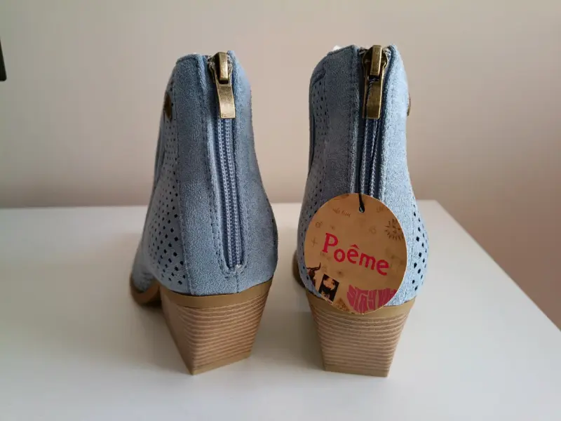 Botines de microfibra azul con tacón Poème - 3