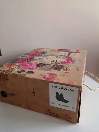 Botines de microfibra azul con tacón Poème - miniatura 4