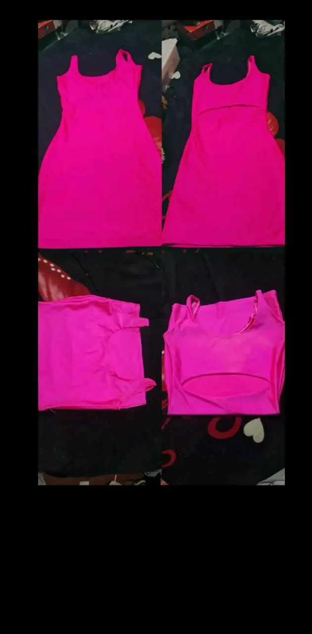 Vestido corto fucsia sin mangas - 1