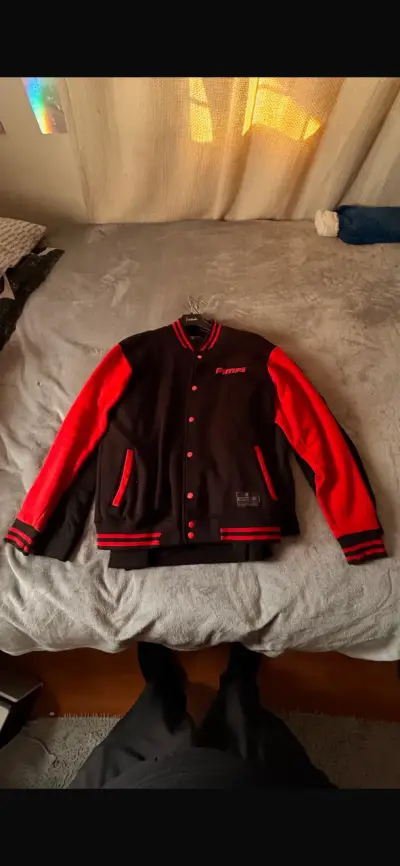 Chaqueta varsity negra y roja Pimps - miniatura 1