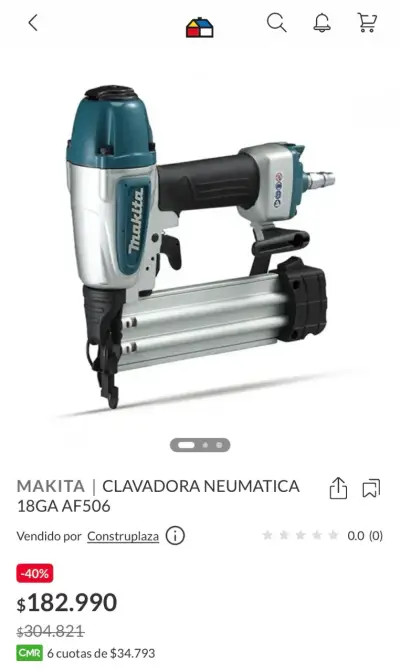 Clavadora neumática Makita 18GA AF506 con estuche - miniatura 1