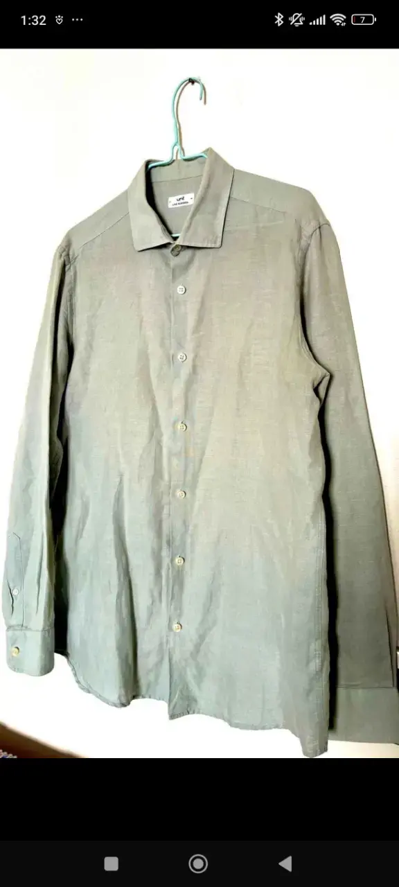 Camisa de hombre verde oliva manga larga L