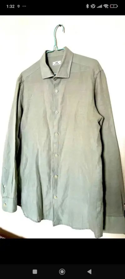Camisa de hombre verde oliva manga larga L - miniatura 1