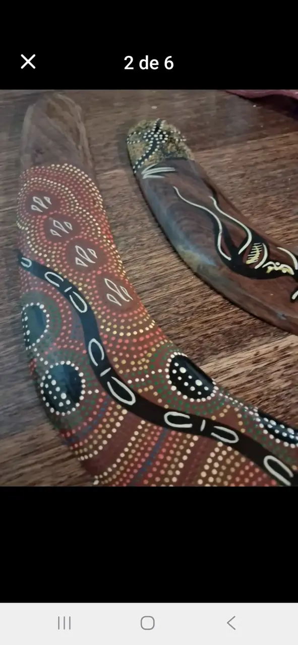 Boomerangs decorativos de madera pintados a mano - 2