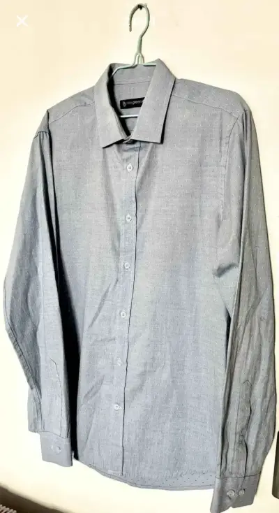 Camisa formal gris/celeste de hombre - miniatura 1