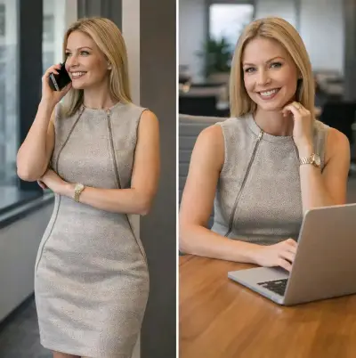 Vestido elegante sin mangas gris claro - miniatura 3
