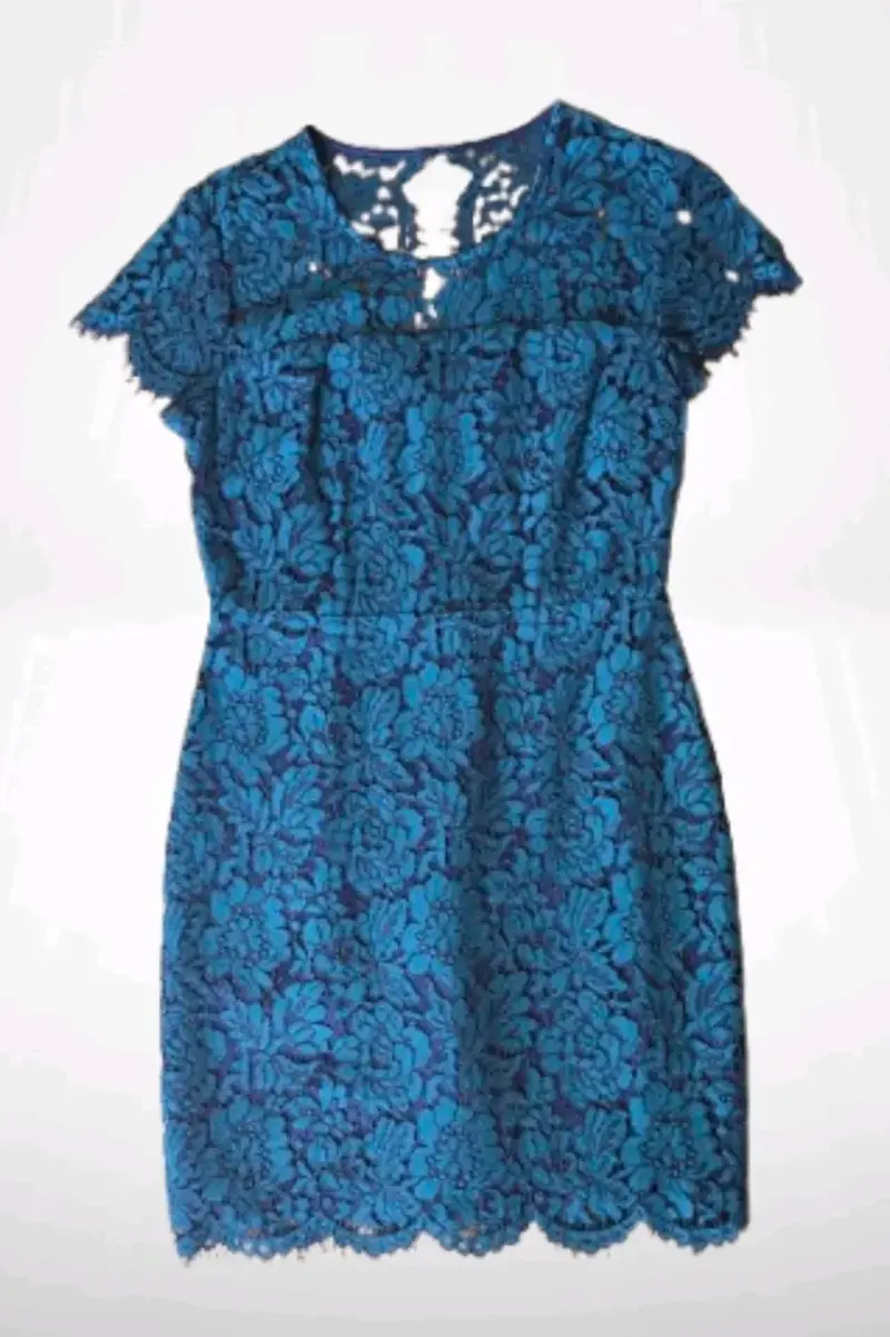 Vestido de encaje azul elegante para mujer - 2