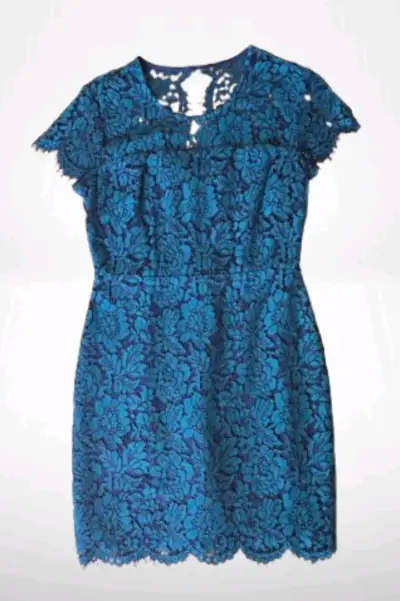Vestido de encaje azul elegante para mujer - miniatura 2