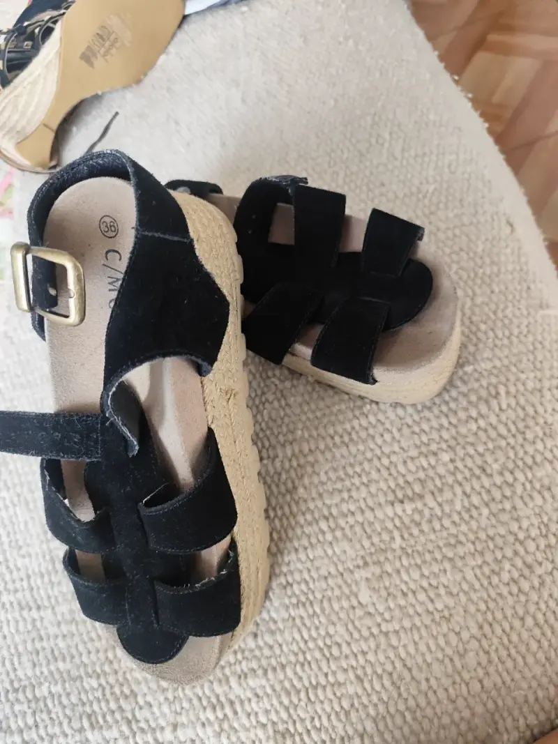 Sandalias cmoran 36 negras cuero - 3