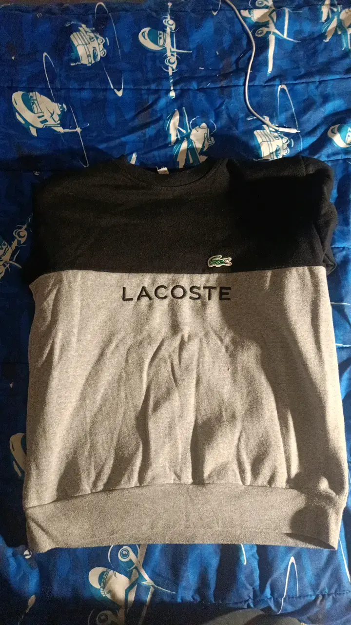 Polerón Lacoste bicolor negro y gris - 1