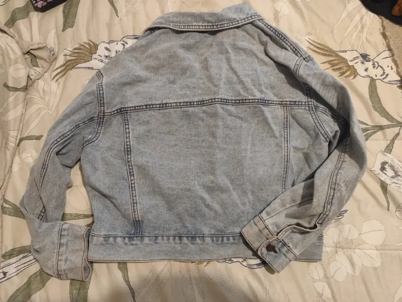 Chaqueta de mezclilla azul claro para mujer M - 2