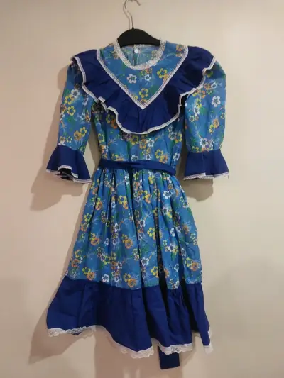 Vestido de chinita/huasa azul TALLA 10 - miniatura 1