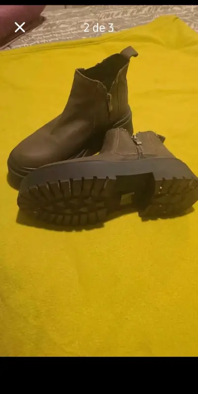 Botines de cuero marrón con cierre lateral - miniatura 1