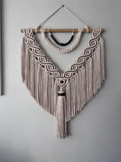 Tapiz de Macramé Decorativo Beige - miniatura 1