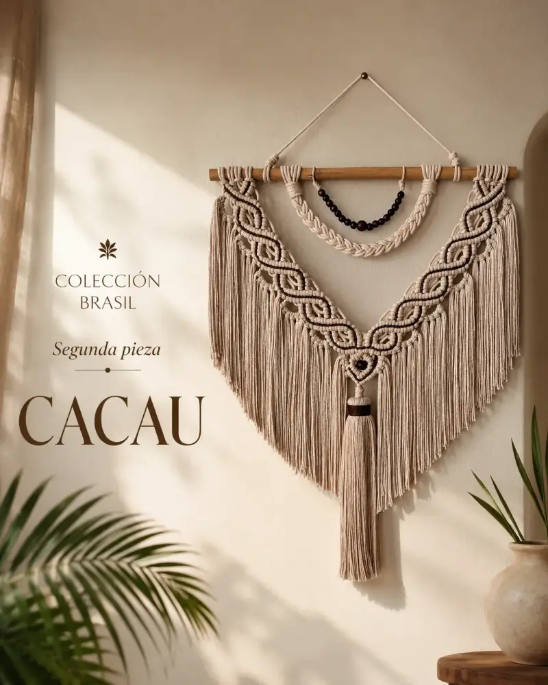 Tapiz de Macramé Decorativo Beige - 2