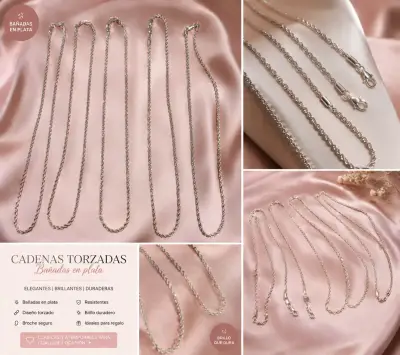 Cadenas torzadas bañadas en plata elegantes - miniatura 1