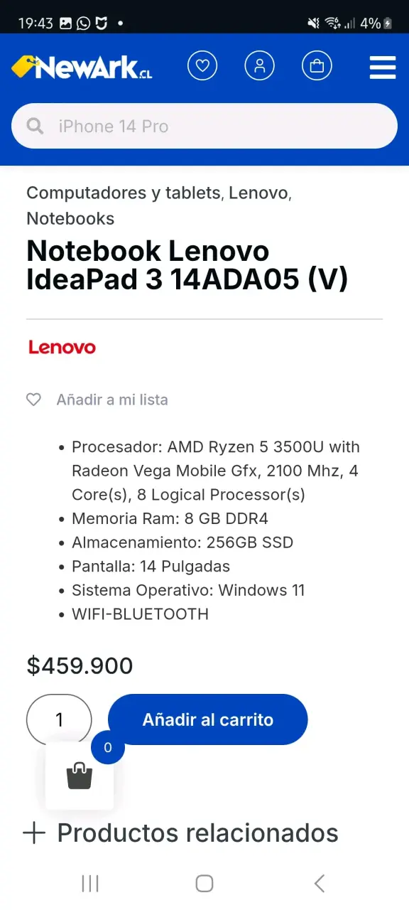 Laptop Lenovo con pantalla de 14 pulgadas - 2
