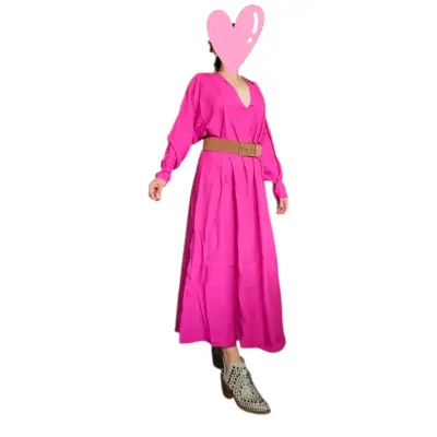 Vestido largo fucsia H&M NUEVO - miniatura 1
