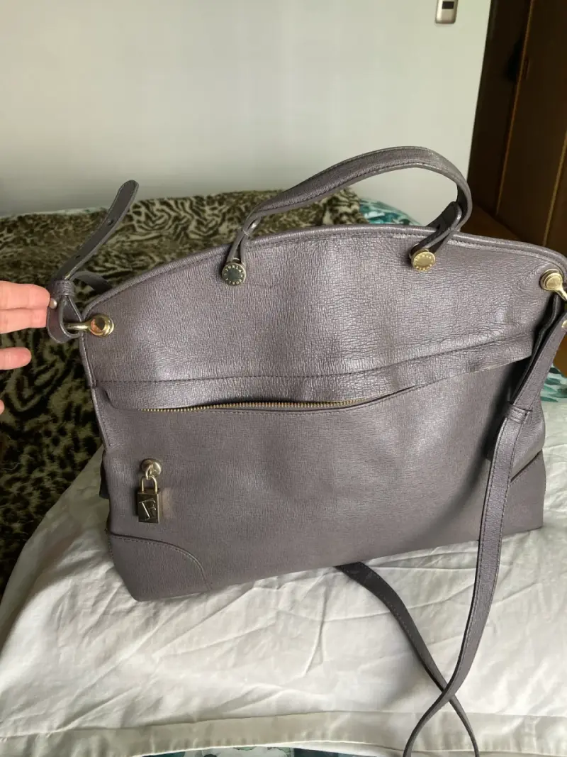 Bolso de cuero genuino Furla gris con cierre - 2