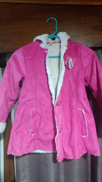 Abrigo de invierno rosa con forro de lana - miniatura 1