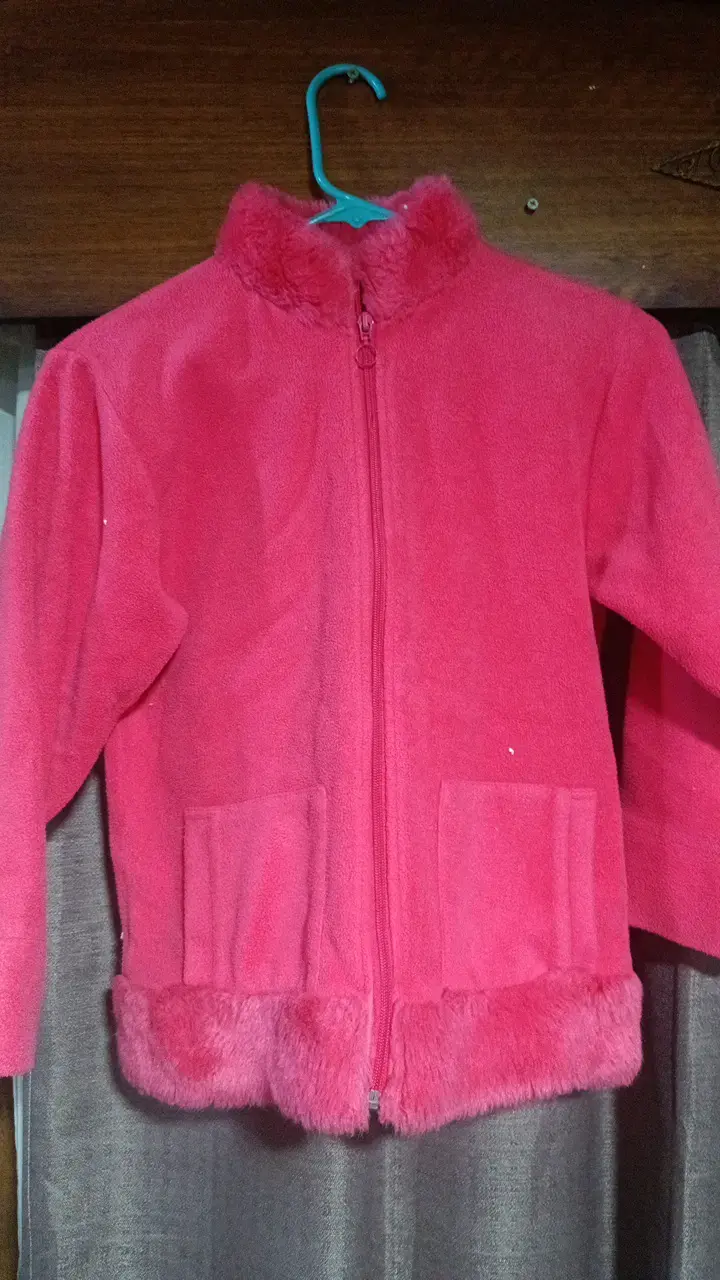 Chaqueta polar roja para niña con cierre - 1