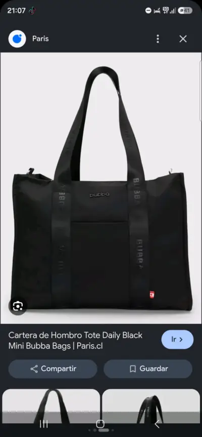 Bolso de hombro negro Bubba con asas largas - miniatura 3