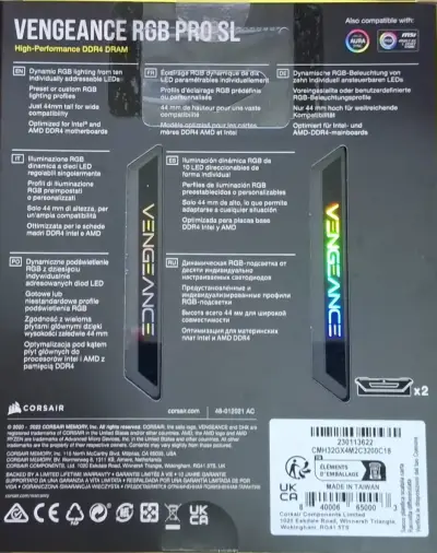 Memoria RAM Corsair Vengeance RGB Pro SL 32GB DDR4 3200MHz - miniatura 2