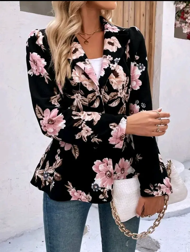 Blazer floral negro para mujer - 1