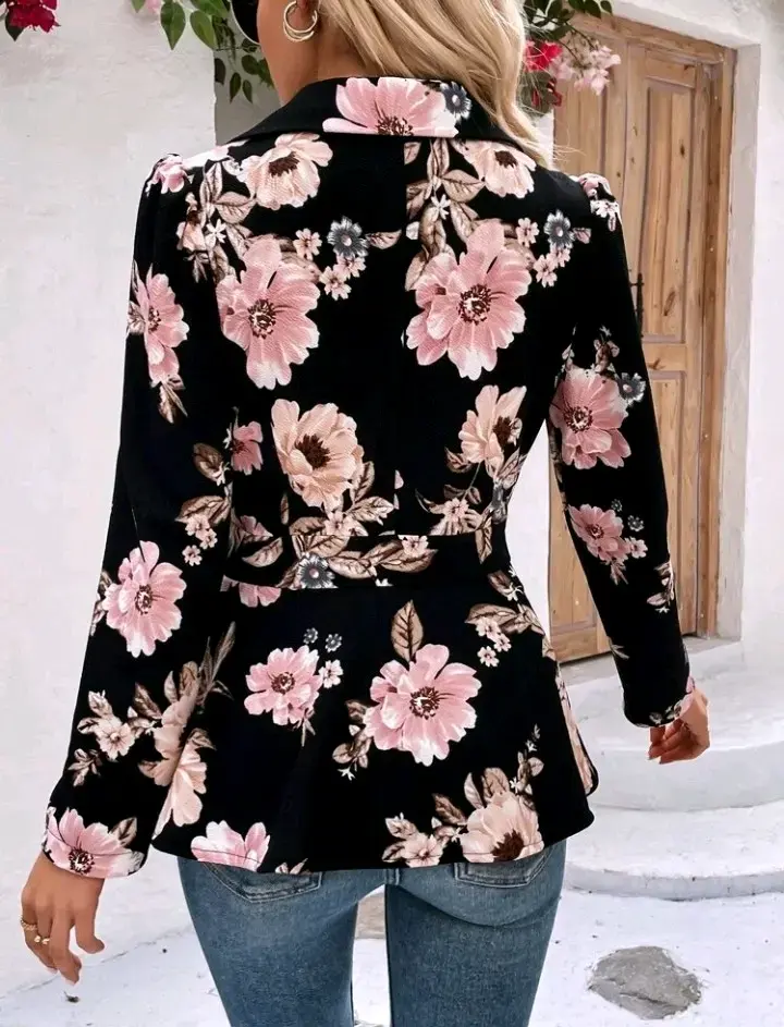 Blazer floral negro para mujer - 5
