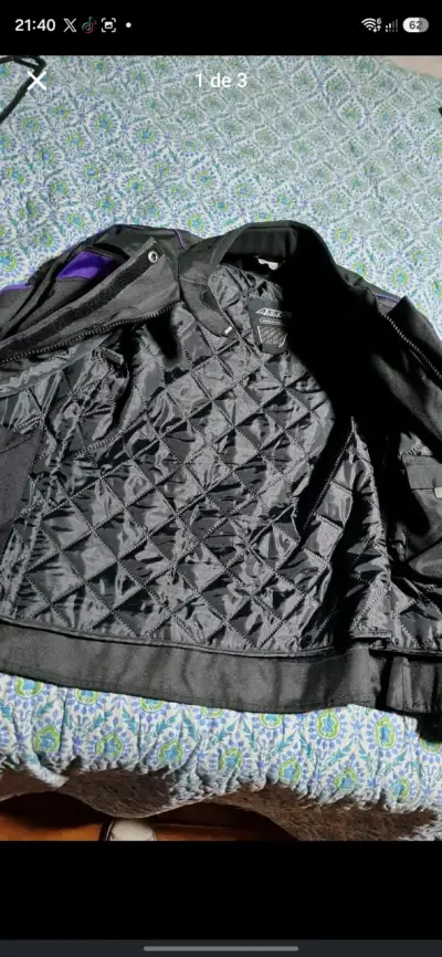Chaqueta de motociclista negra con detalles reflectantes - miniatura 2