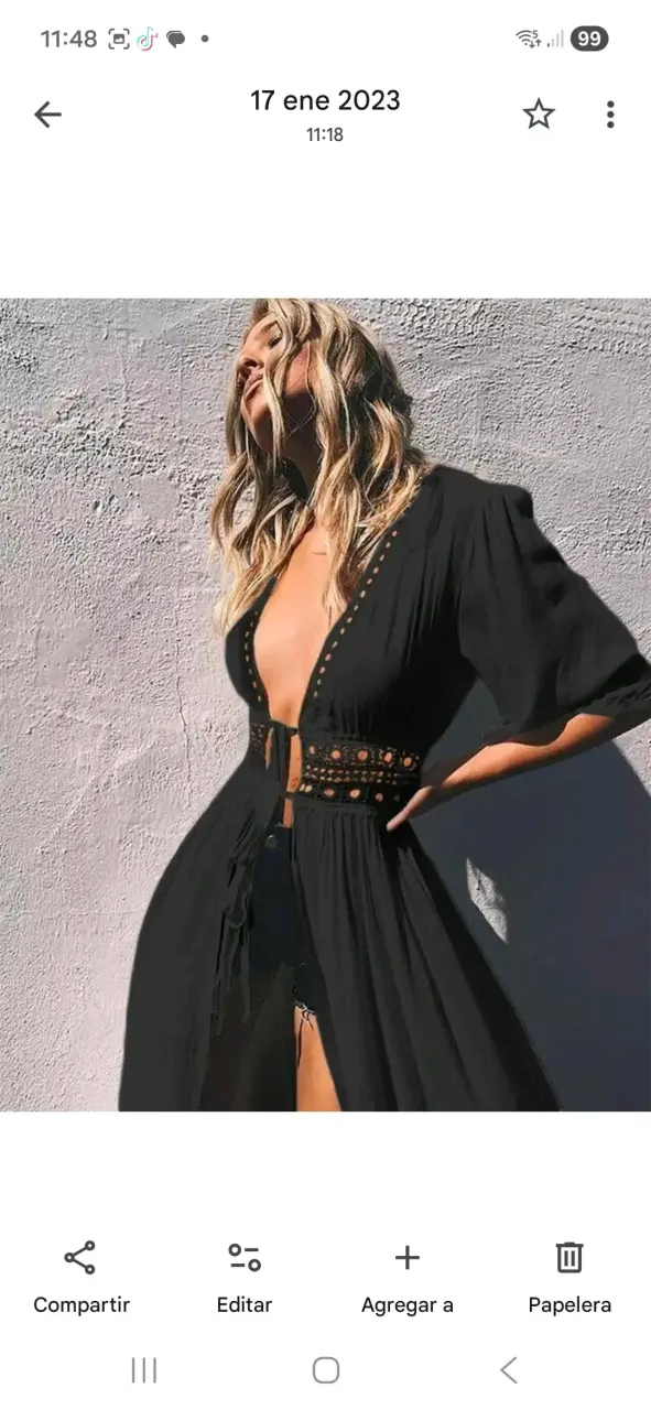 Vestido largo negro con abertura frontal - 2