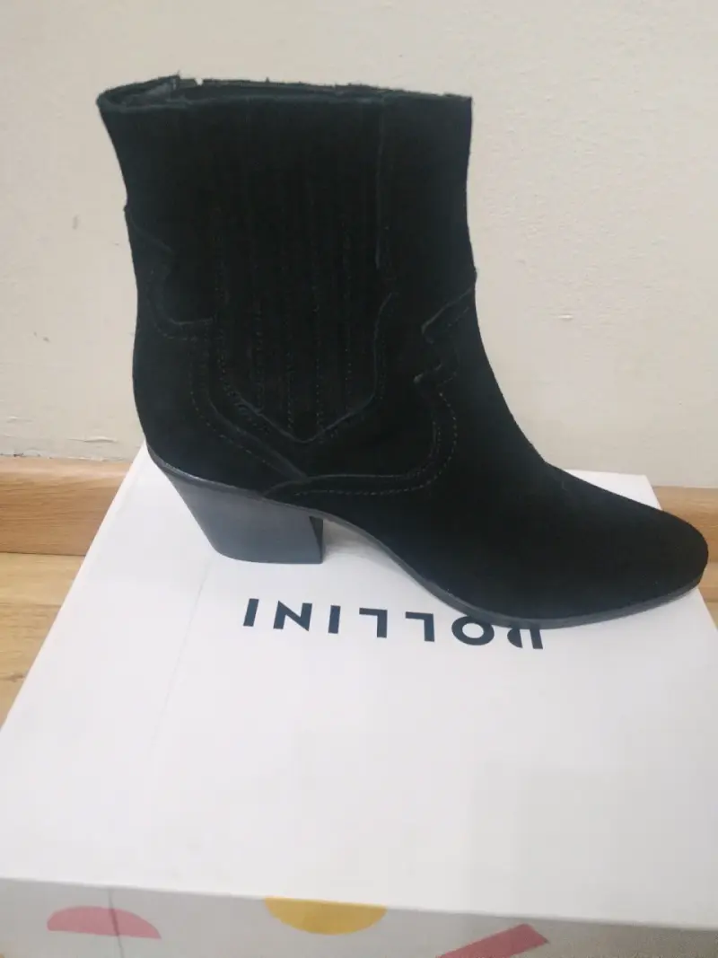 Botines de gamuza negros con tacón - 2
