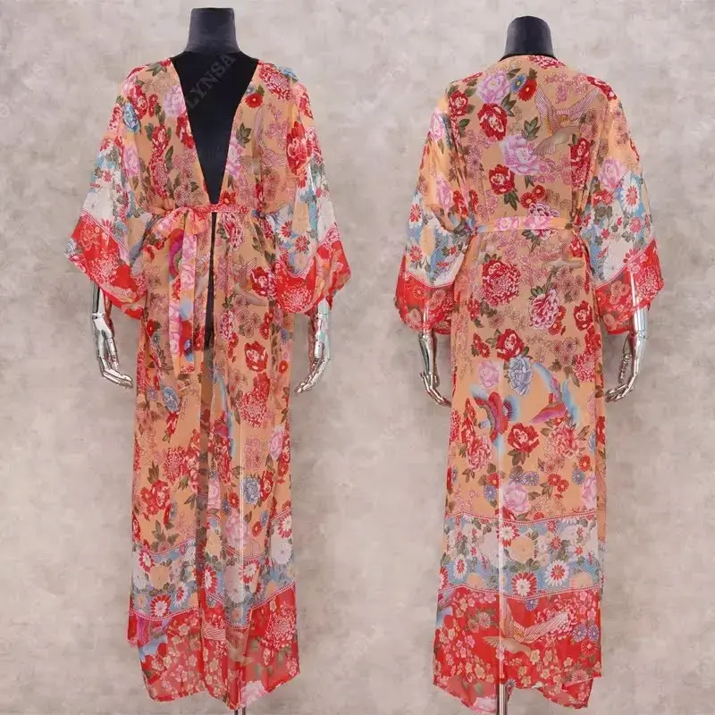 Kimono largo floral Fitshinling para mujer - 3