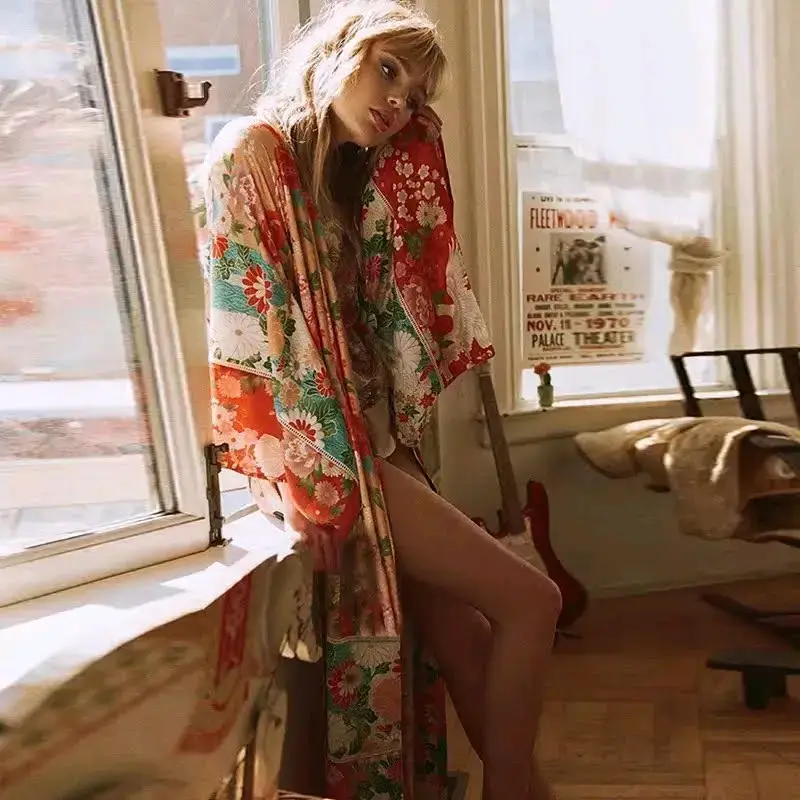 Kimono largo floral Fitshinling para mujer - 4