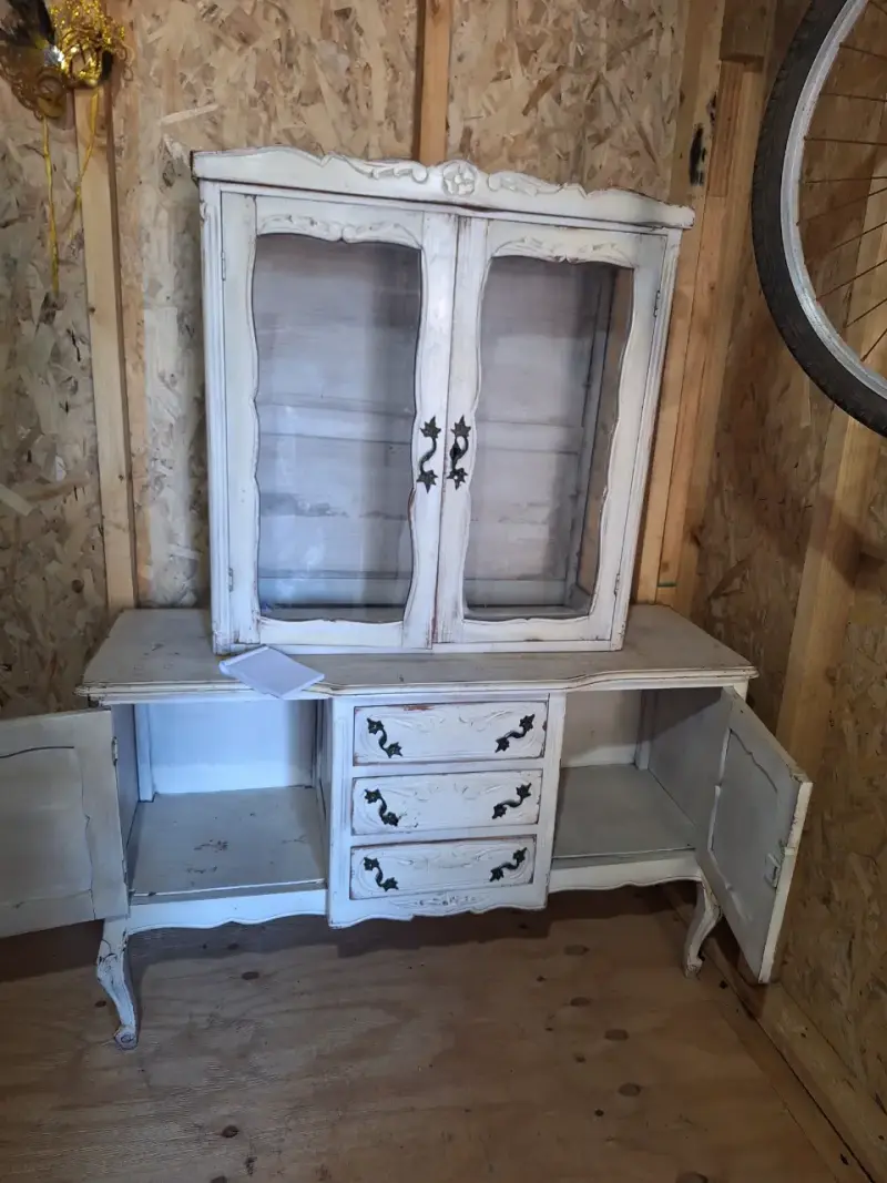 Vitrina de madera estilo vintage blanca - 2