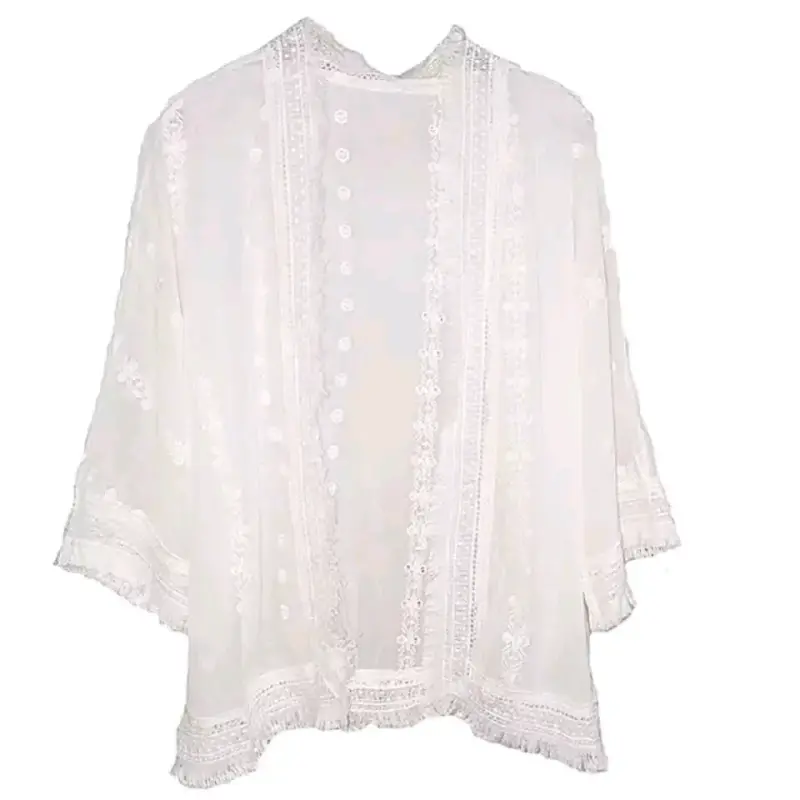 Kimono blanco de encaje para mujer - 1