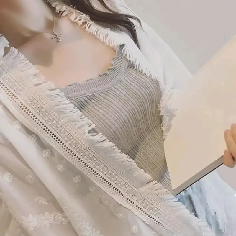 Kimono blanco de encaje para mujer - 3