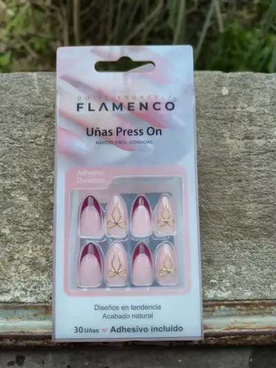 Uñas postizas Flamenco Press On diseño moderno - miniatura 1