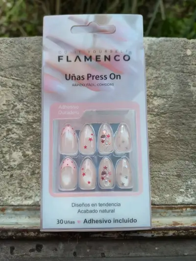 Uñas postizas Flamenco con adhesivo - miniatura 1