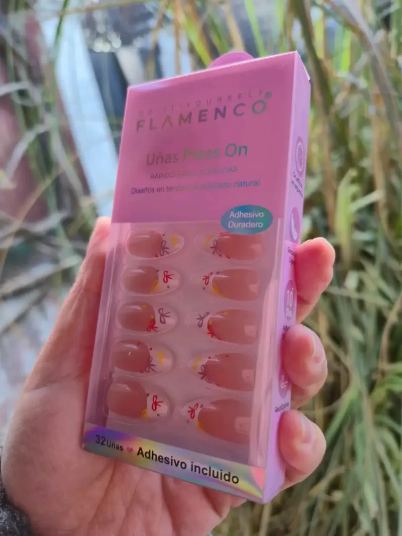 Uñas postizas Flamenco con adhesivo duradero - 2
