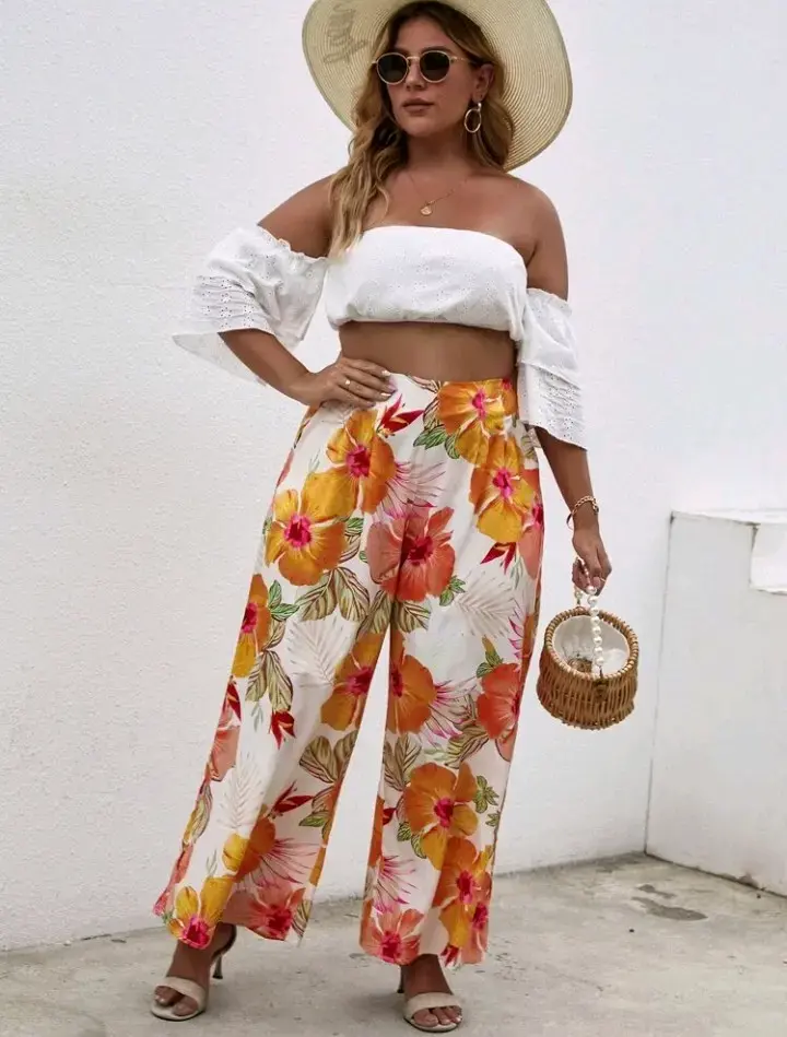 Pantalones palazzo de flores tropicales para mujer - 3