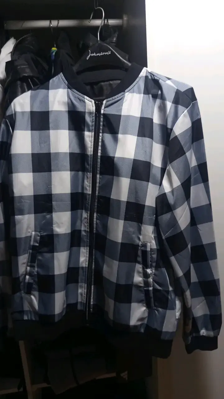 Chaqueta bomber a cuadros blanco y negro - 2
