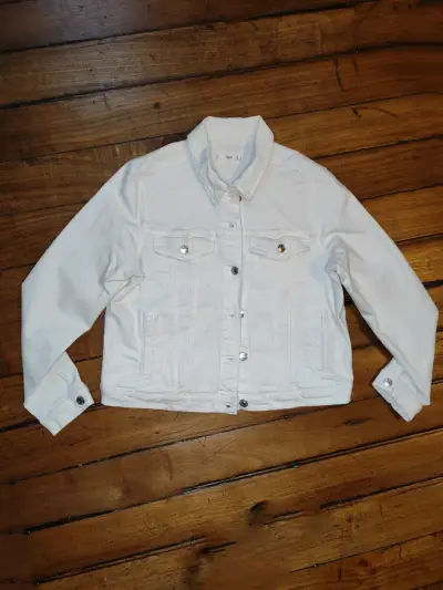 Chaqueta Denim Blanca Marca Mango Talla M - miniatura 1
