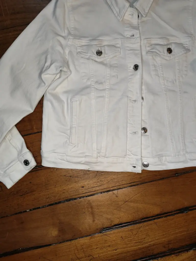 Chaqueta Denim Blanca Marca Mango Talla M - 6