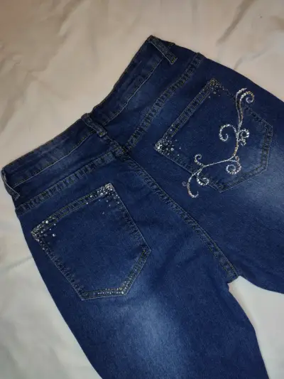 Jeans Flare Azul Talla M Con Brillos - miniatura 2