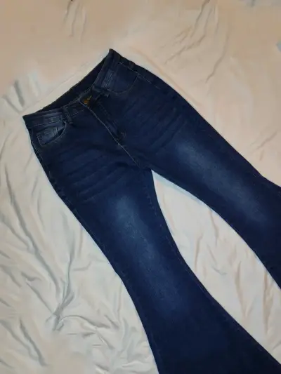 Jeans Flare Azul Talla M Con Brillos - miniatura 4