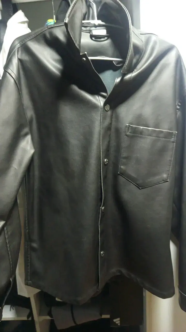 Chaqueta de cuero sintético negra hombre - 2