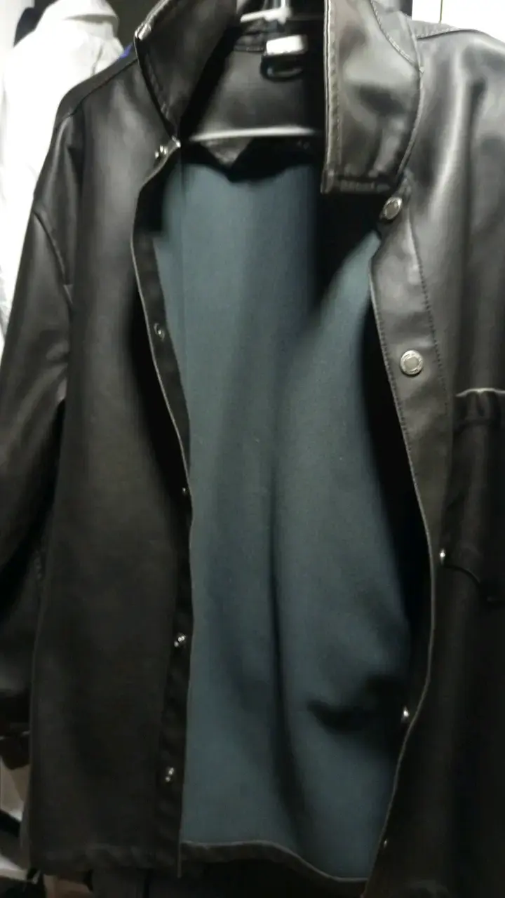 Chaqueta de cuero sintético negra hombre - 3